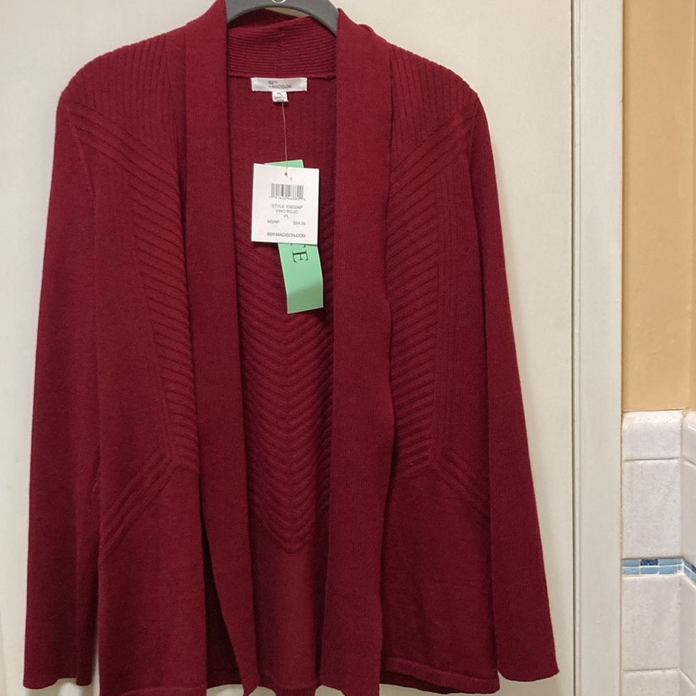 89th Madison deep Red Cardigan NWT Petite Medium